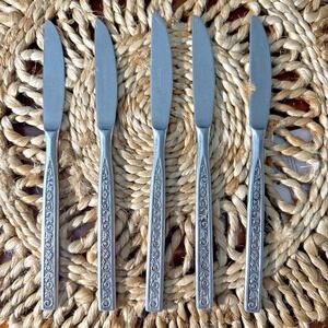 Stanley Rogers Evening Lace Modern Solid Knife Stainless 8‎ 3/4" Lot of 5